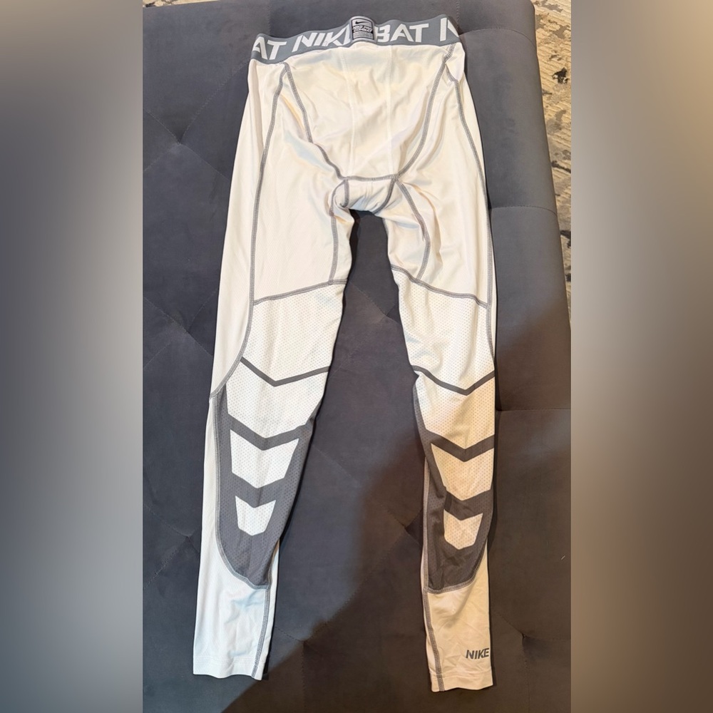 Nike Pro Combat White and Gray Leggings